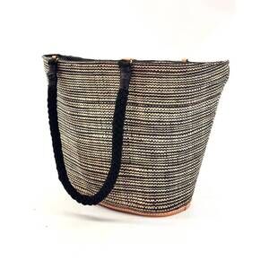 NEW SHEBOBO women's brighton melange straw beach bag in black melange